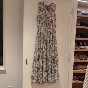Express Ivory Maxi Dress with Gray Botanical Print